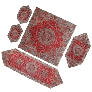 ست رومیزی 5 تکه ترمه رضایی طرح گیتی کد 90088