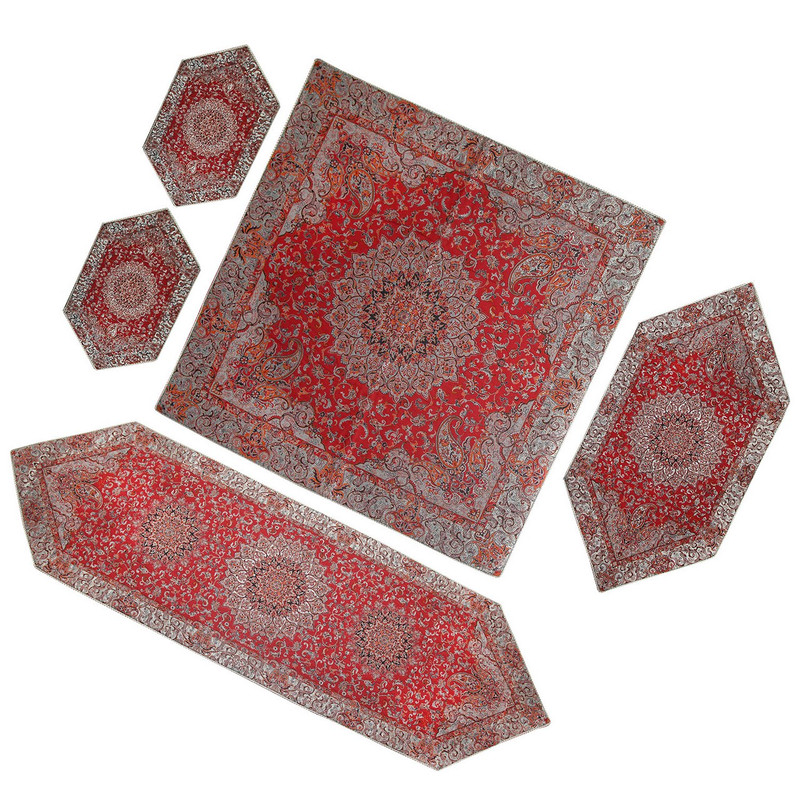 ست رومیزی 5 تکه ترمه رضایی طرح گیتی کد 90088