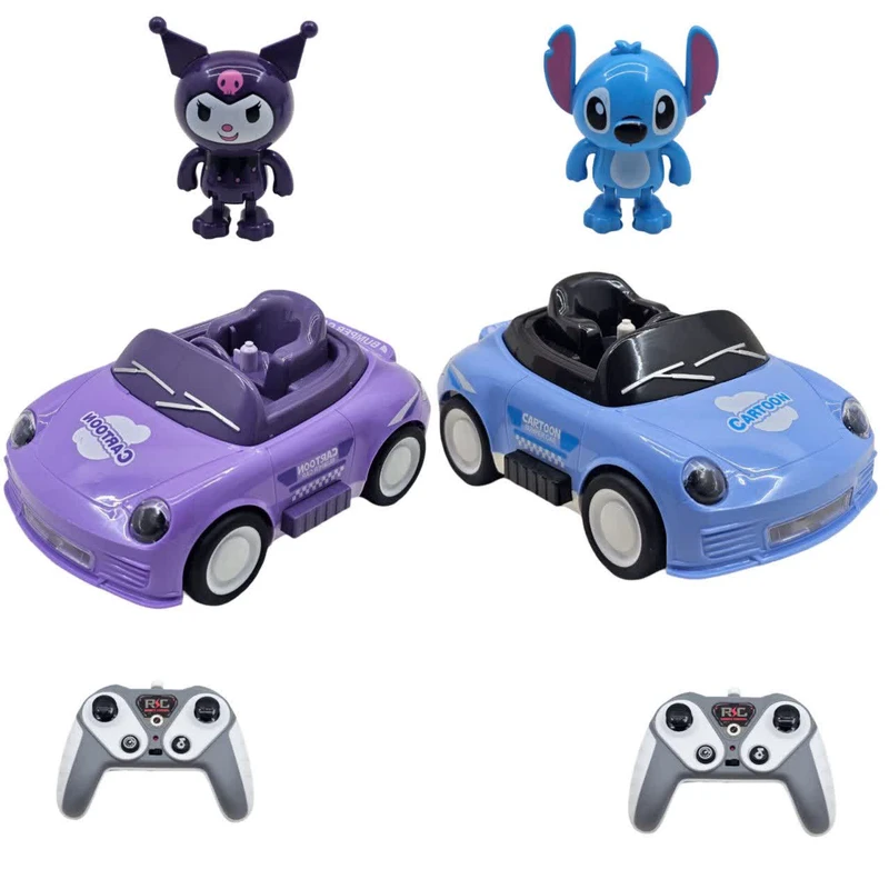ماشین بازی کنترلی ناب سل مدل استیچ و کرومی دودزا شارژی موزیکال چراغدار به همراه دو عدد فیگور کرومی و استیچ  KUROMI & STICH REMOTE CONTROL CAR