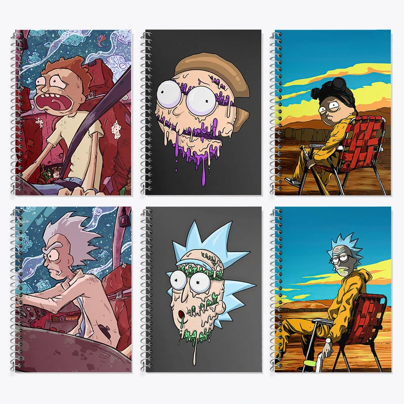 دفتر زبان 50 برگ خندالو مدل دو خط طرح ریک و مورتی کد 585 مجموعه 6 عددی