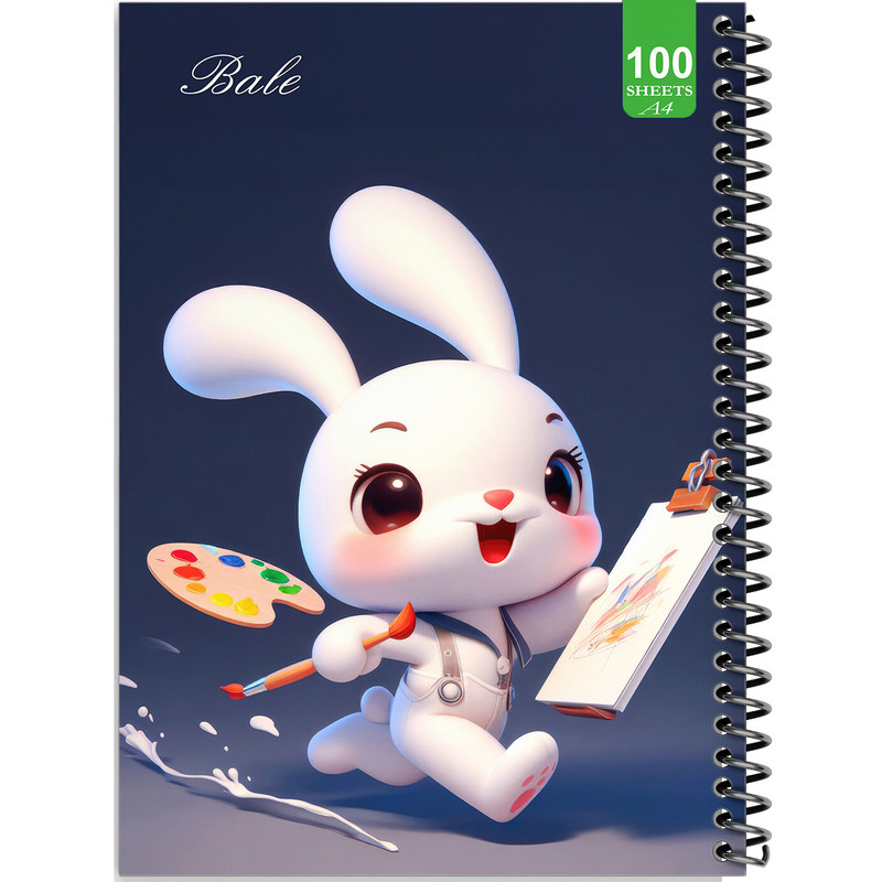 دفتر نقاشی 100 برگ بله طرح فانتزی خرگوش کوچولوی نقاش کد A4-N200