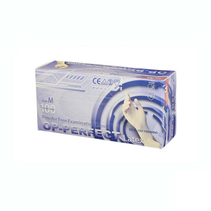 دستکش لاتکس غیر پودری مدل اوپی پرفکتL1 سایز متوسط (M) بسته 10 بسته 100 عددی