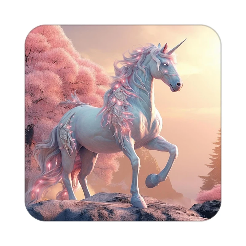 زیر لیوانی کاکتی طرح اسب تک شاخ و یونیکورن مدل mp31239