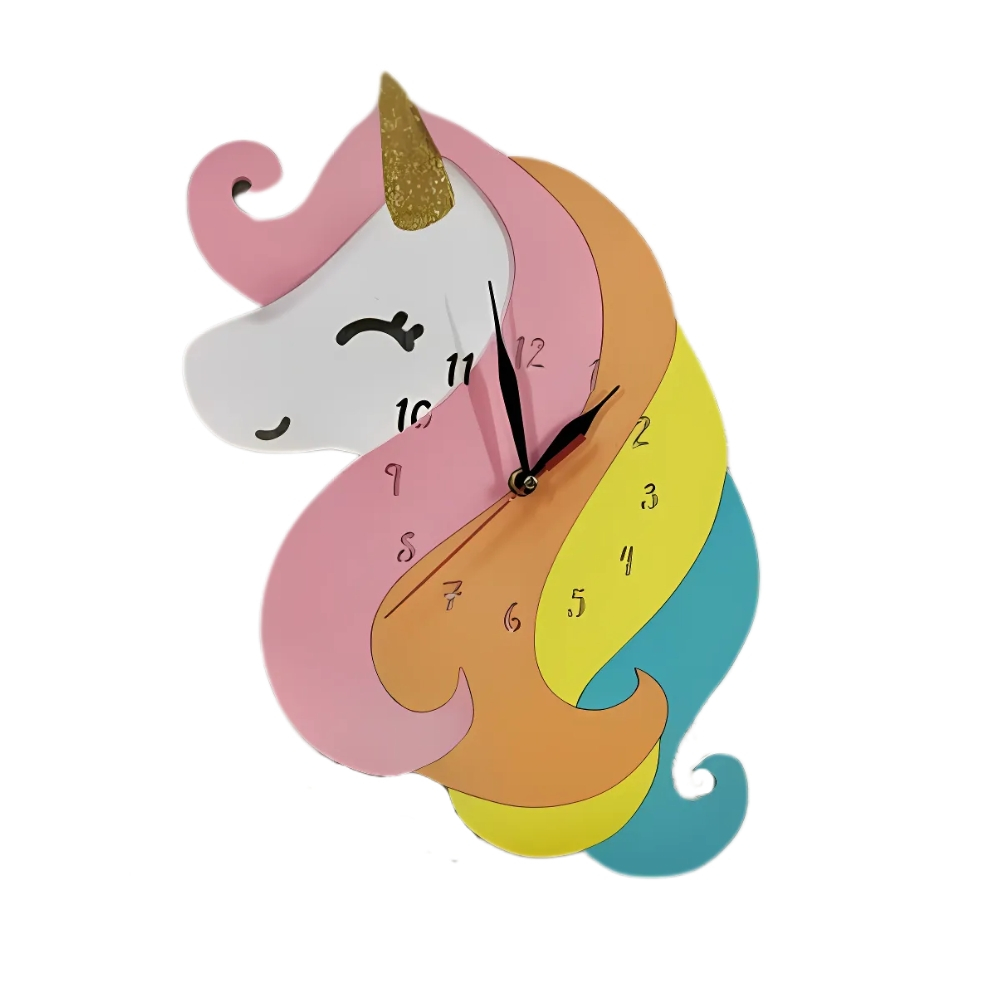 ساعت دیواری کودک مدل اسب تک شاخ یونیکورن کد 1