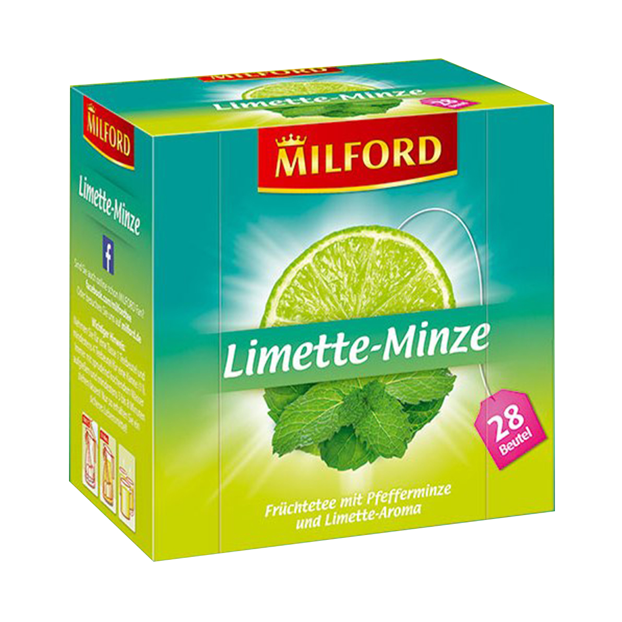 دمنوش آلمانی لیمو نعناع میلفورد مدل Limette Minze بسته 28 عددی