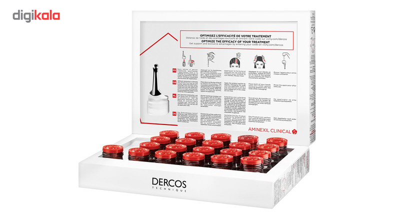 محلول کنترل کننده ریزش مو زنانه ویشی سری Dercos مدل Aminexil Clinical 5 حجم 6 میلی لیتر بسته 21 عددی