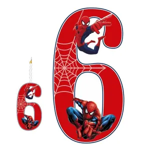 استند رومیزی تولد مدل عدد 6 طرح مرد عنکبوتی به همراه شمع
