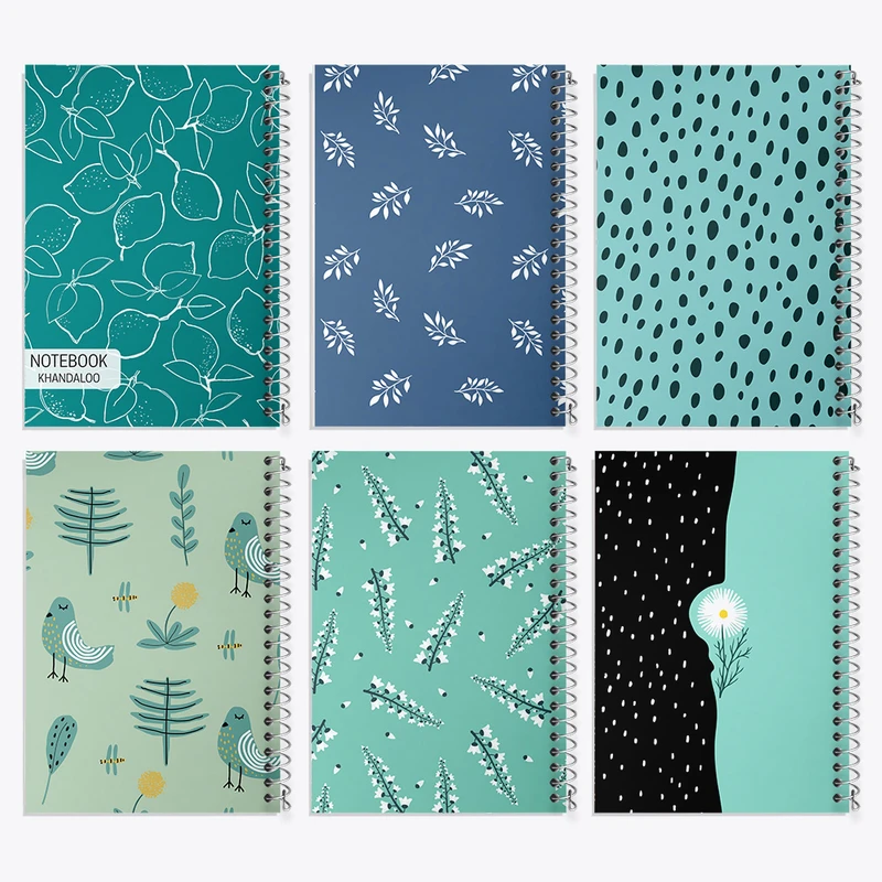 دفتر مشق 100 برگ خندالو طرح پترن فانتزی کد 177 مجموعه 6 عددی