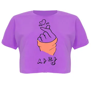 کراپ‌تاپ آستین کوتاه زنانه مدل LOVE کد P04 رنگ بنفش