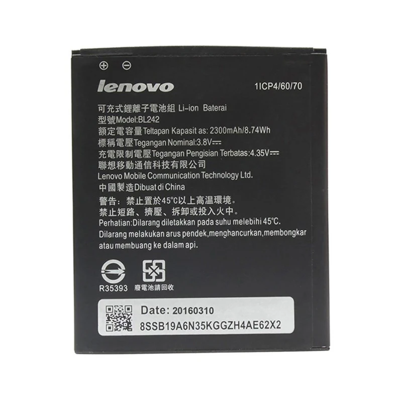 باتری موبایل لنوو مدل BL242 با ظرفیت 2300mAh مناسب برای گوشی های موبایل لنوو A6000
