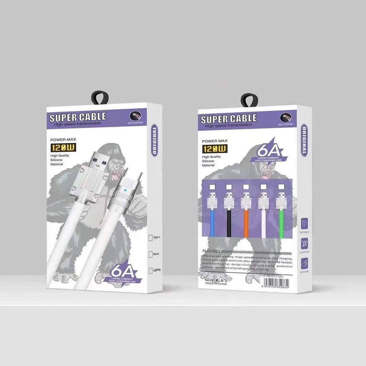 کابل تبدیل  USB به USB-C سوپر فست مدل 120W طول 1.2 متر