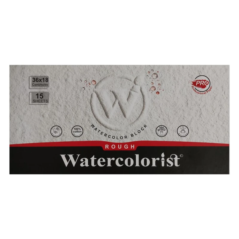 دفتر نقاشی 15 برگ واترکالریست مدل بلوک راف پرو کد 36*18 proRough