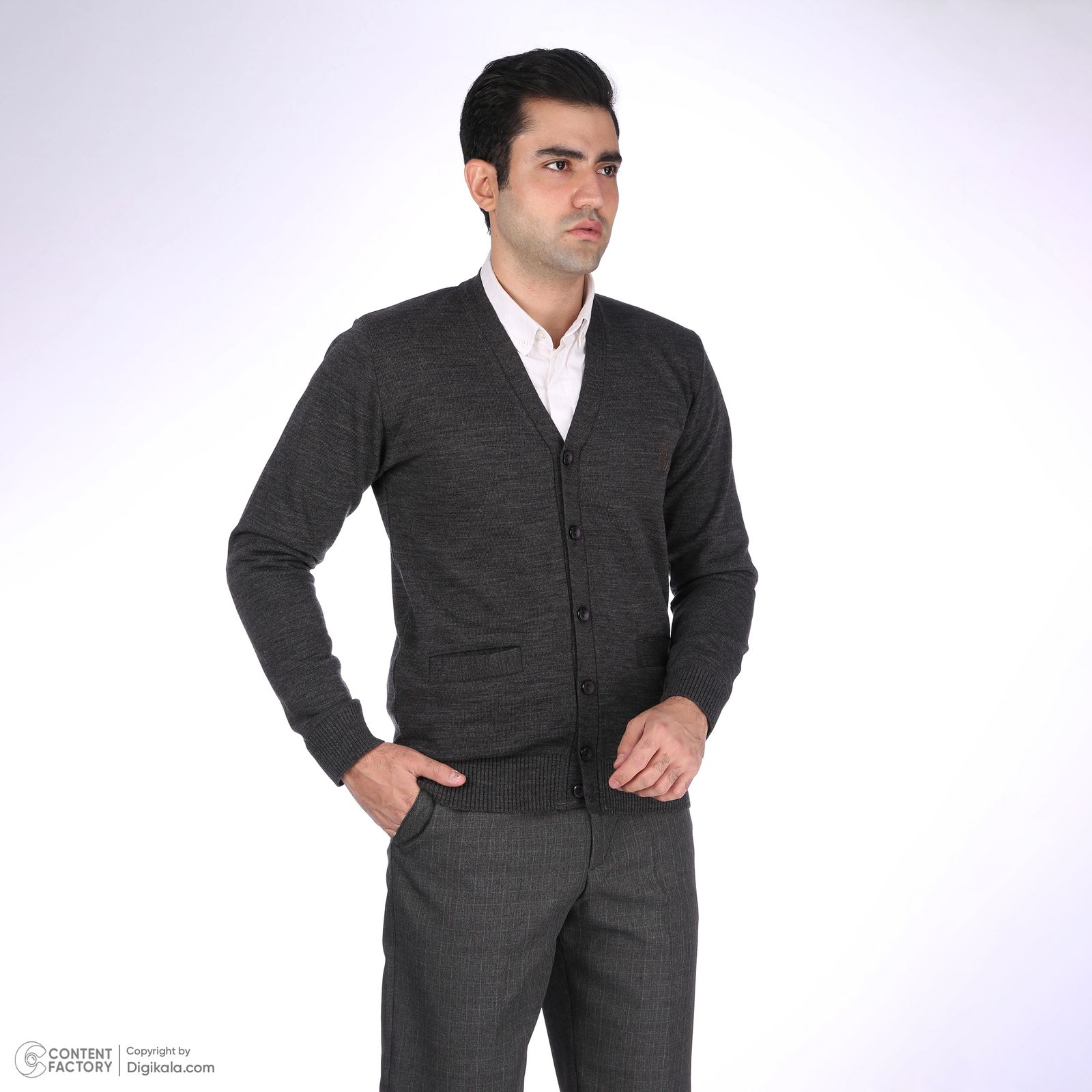 ژاکت مردانه تریکو پاییزان مدل PJ701 ملانژ -  - 2