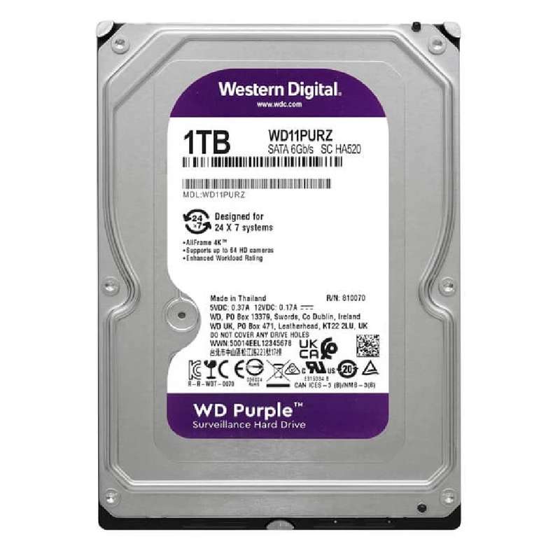 هارددیسک اینترنال وسترن دیجیتال مدل Purple WD10PURZ ظرفیت 1 ترابایت