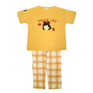 ست تی شرت آستین کوتاه و شلوار دخترانه مدل enjoy life