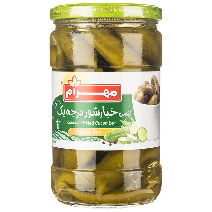 خیارشور درجه یک مهرام مقدار 680 گرم