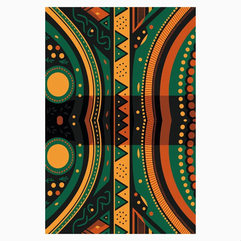 فرش پارچه‌ای مدل فرشینه طرح الگو های آفریقایی بومی کد AR3058782