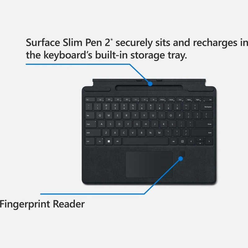 کیبورد تبلت مایکروسافت مدل Signature Keyboard with Fingerprint Reader مناسب برای تبلت مایکروسافت سرفیس Pro 8/Pro 9/Pro 10/Pro 11