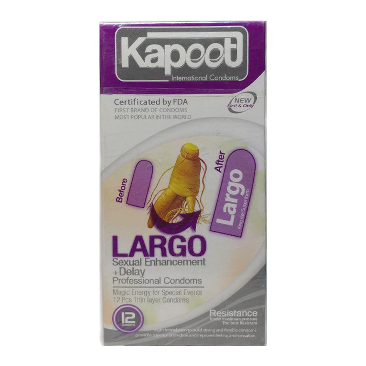 کاندوم تاخیری بزرگ کننده کاپوت مدل Largo بسته 12 عددی