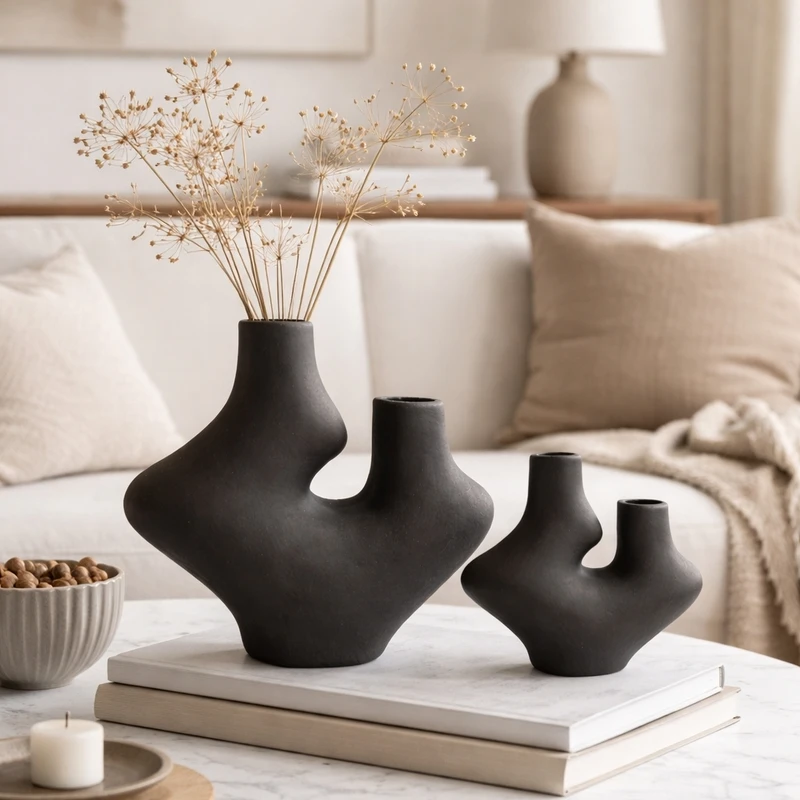 گلدان دکوری مدل Dual Curve بسته 2 عددی