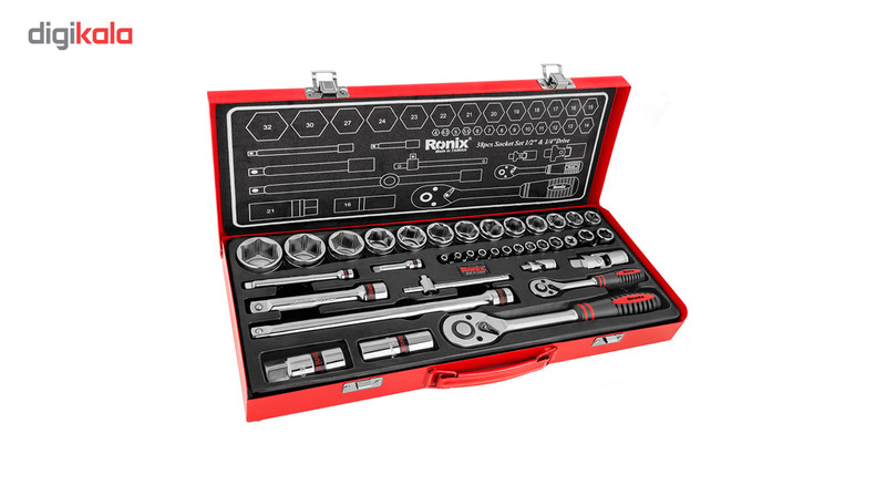 جعبه بکس 38 پارچه رونیکس مدل RH-2638 سایز 1/2 -1/4 اینچ