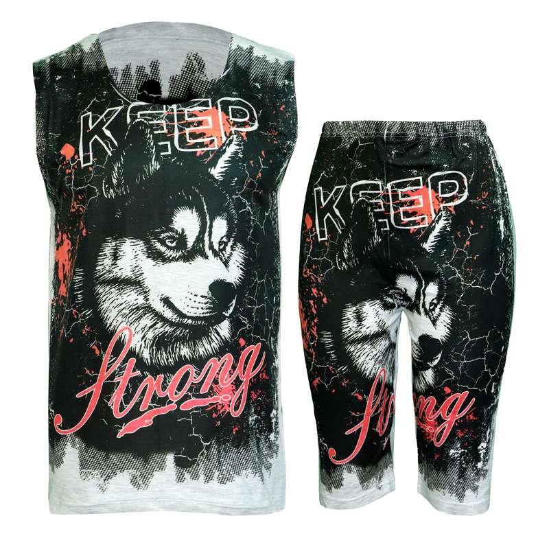 ست تاپ و شلوارک مردانه طرح گرگ کد 51520