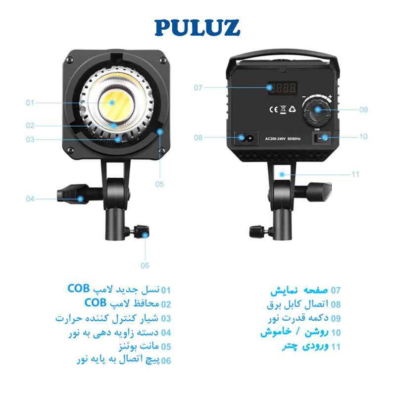نور ثابت ال ای دی پلوز مدل Dual Color Temperature 150W KIT