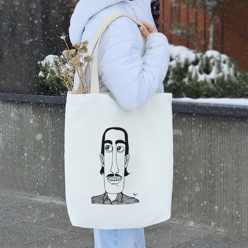 ساک خرید پارچه ای خندالو طرح پرتره مرد مدل توت بگ کد 6706