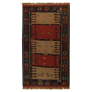 گلیم دستبافت یک و نیم متری کد 990779