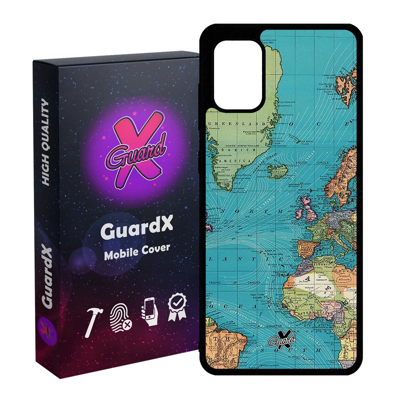 کاور گارد ایکس طرح نقشه مدل Glass10226 مناسب برای گوشی موبایل سامسونگ Galaxy A51