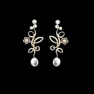  گوشواره طلا 18 عیار زنانه قیراط طرح مروارید کد GH557