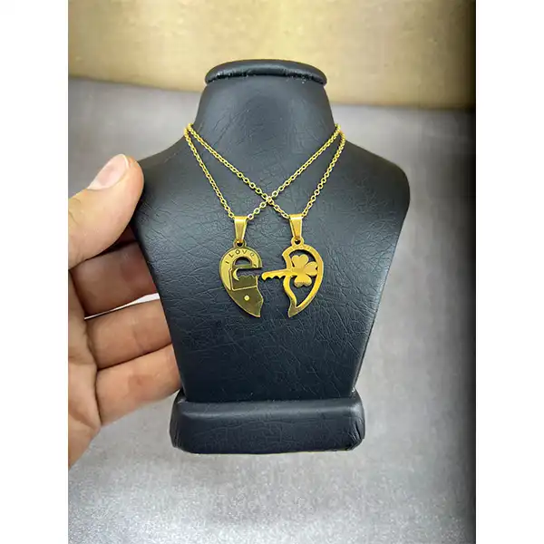 گردنبند مدل قلب و کلید کد 269963 مجموعه دو عددی