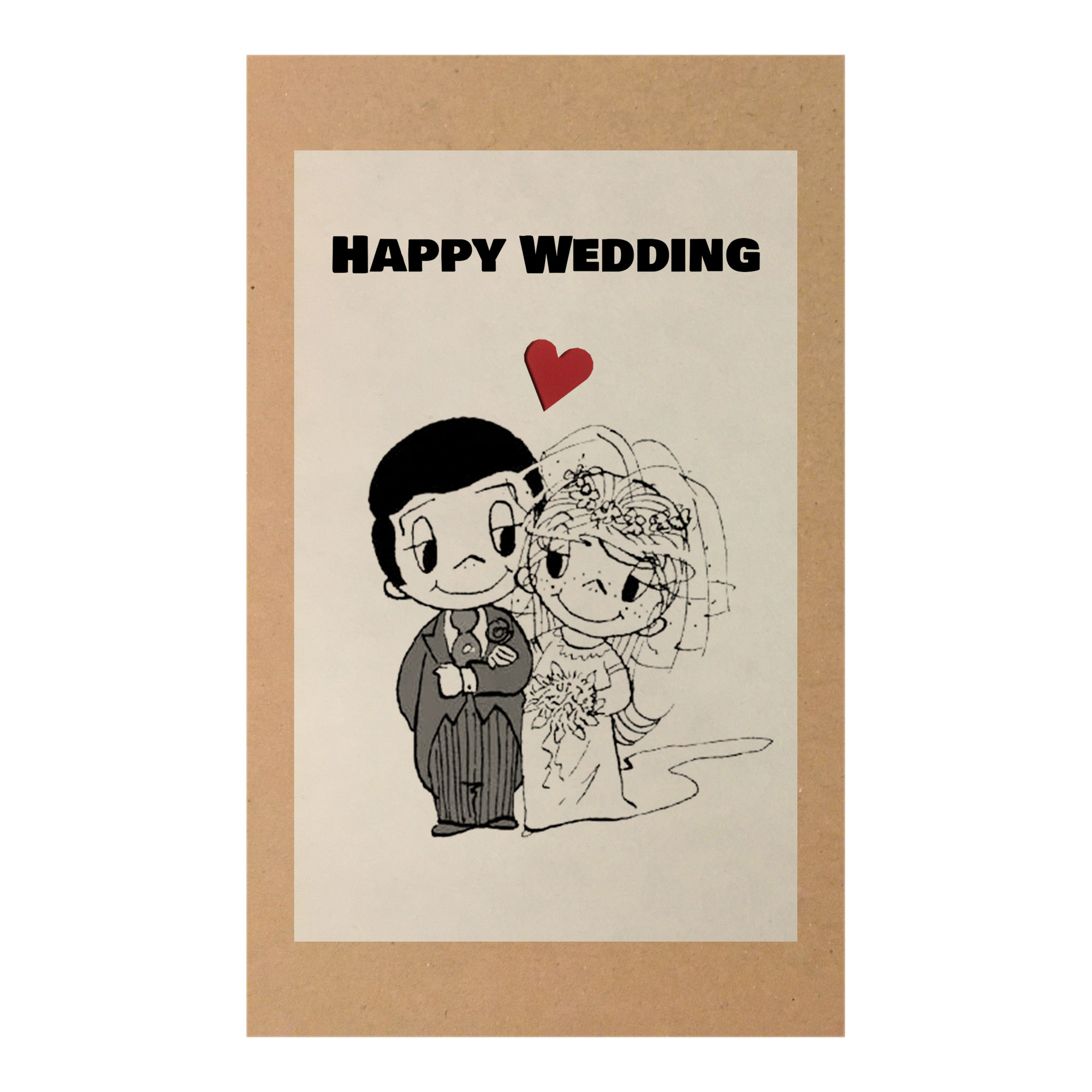 کارت پستال طرح تبریک ازدواج مدل Happy Wedding کد A132