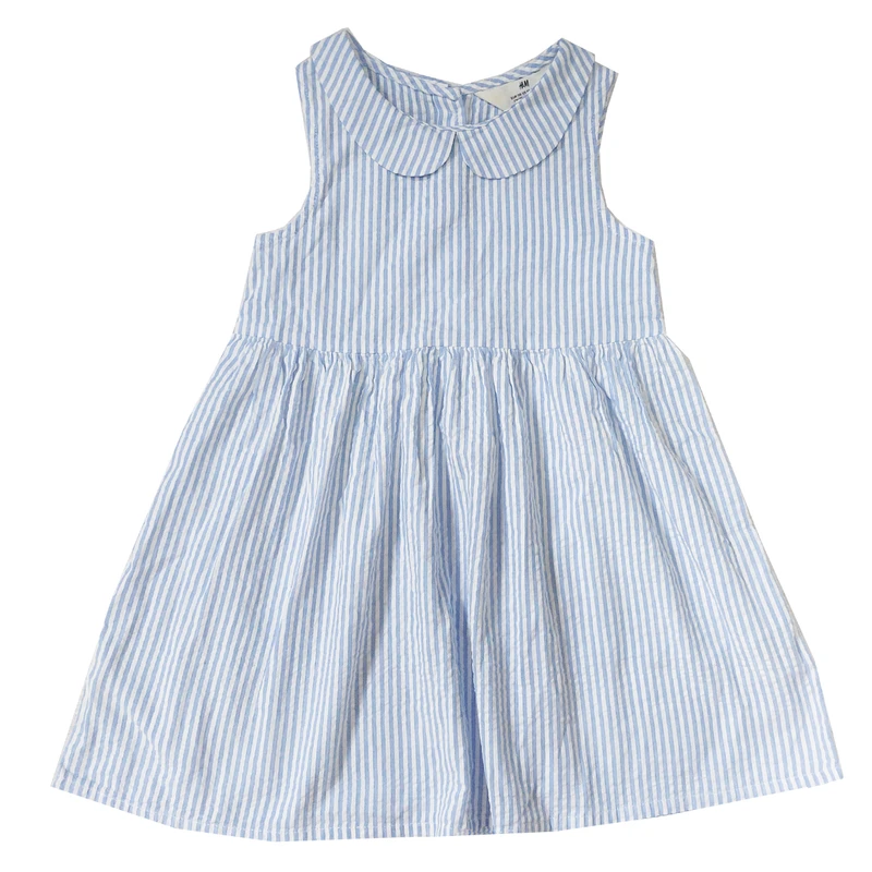 پیراهن بدون آستین یقه ب ب دخترانه مدل راه راه