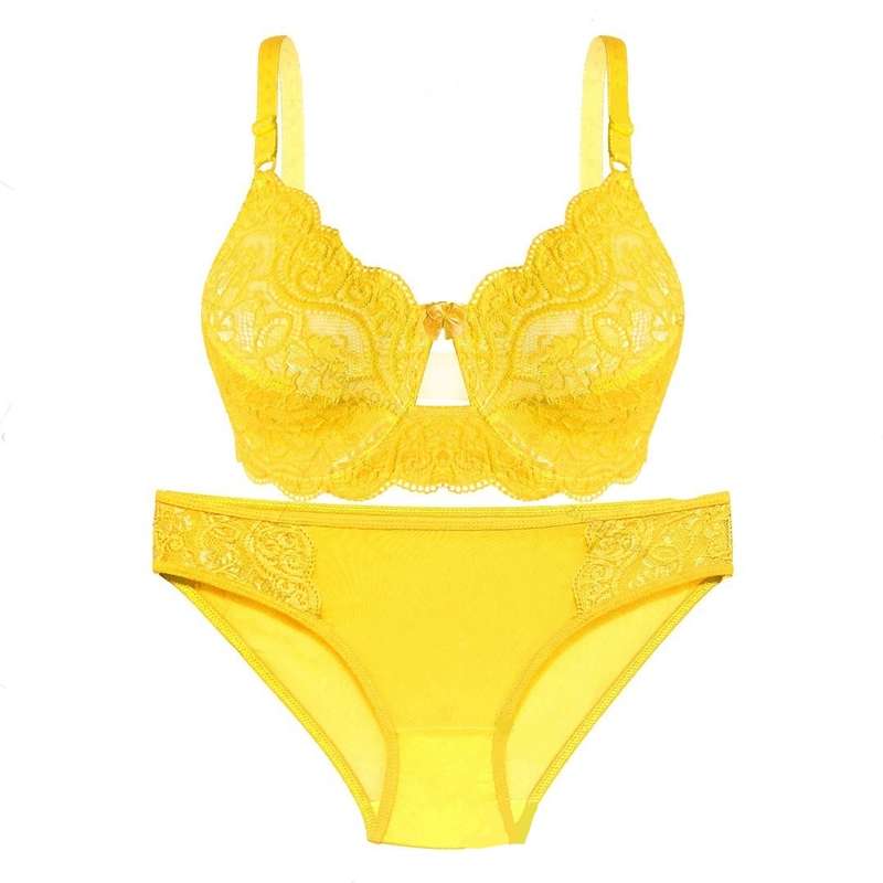 ست شورت و سوتین زنانه دنیز مدل گیپوری کد 401 رنگ زرد