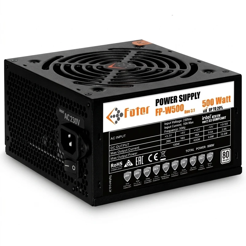 منبع تغذیه کامپیوتر 500 وات فاطر مدل FP-W500 80Plus 500W