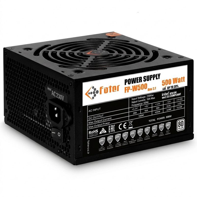 منبع تغذیه کامپیوتر 500 وات فاطر مدل FP-W500 80Plus 500W