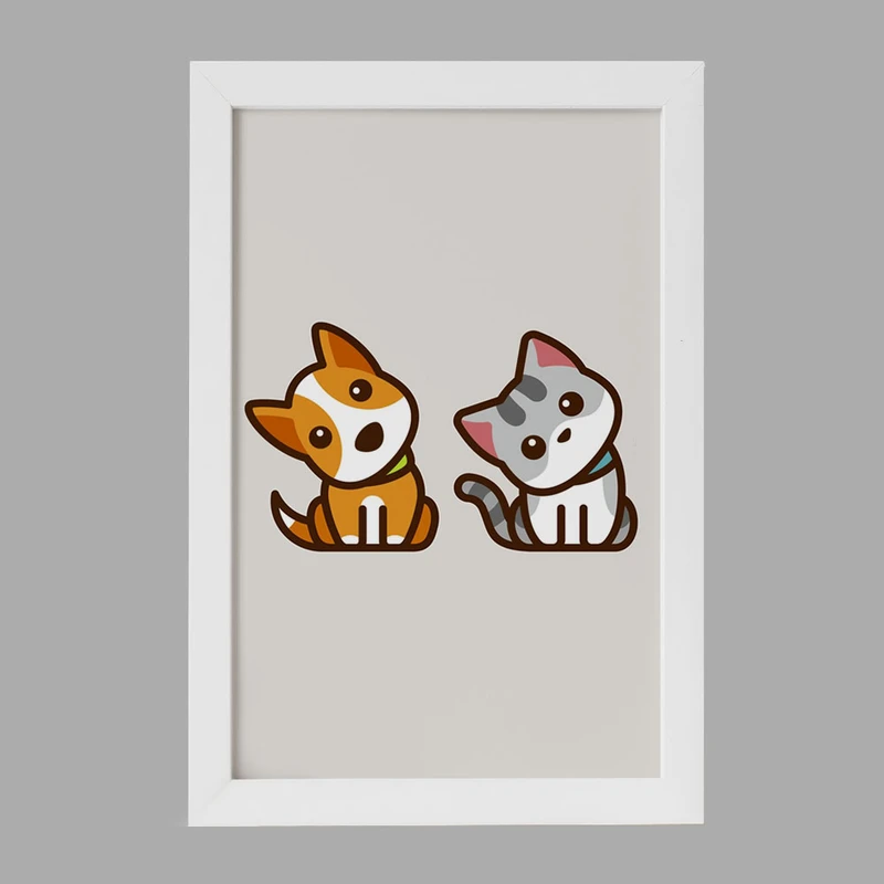 تابلو خندالو مدل حیوانات بامزه سگ و گربه کد 28173
