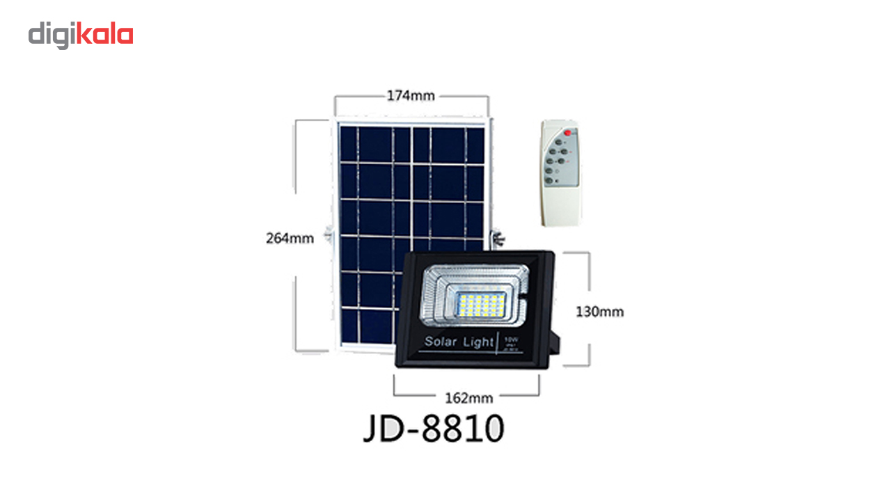 چراغ خورشیدی و پروژکتور 10 وات مدل JD-8810
