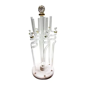 نی شربت خوری مدل قوی طلایی 001 مجموعه 7 عددی