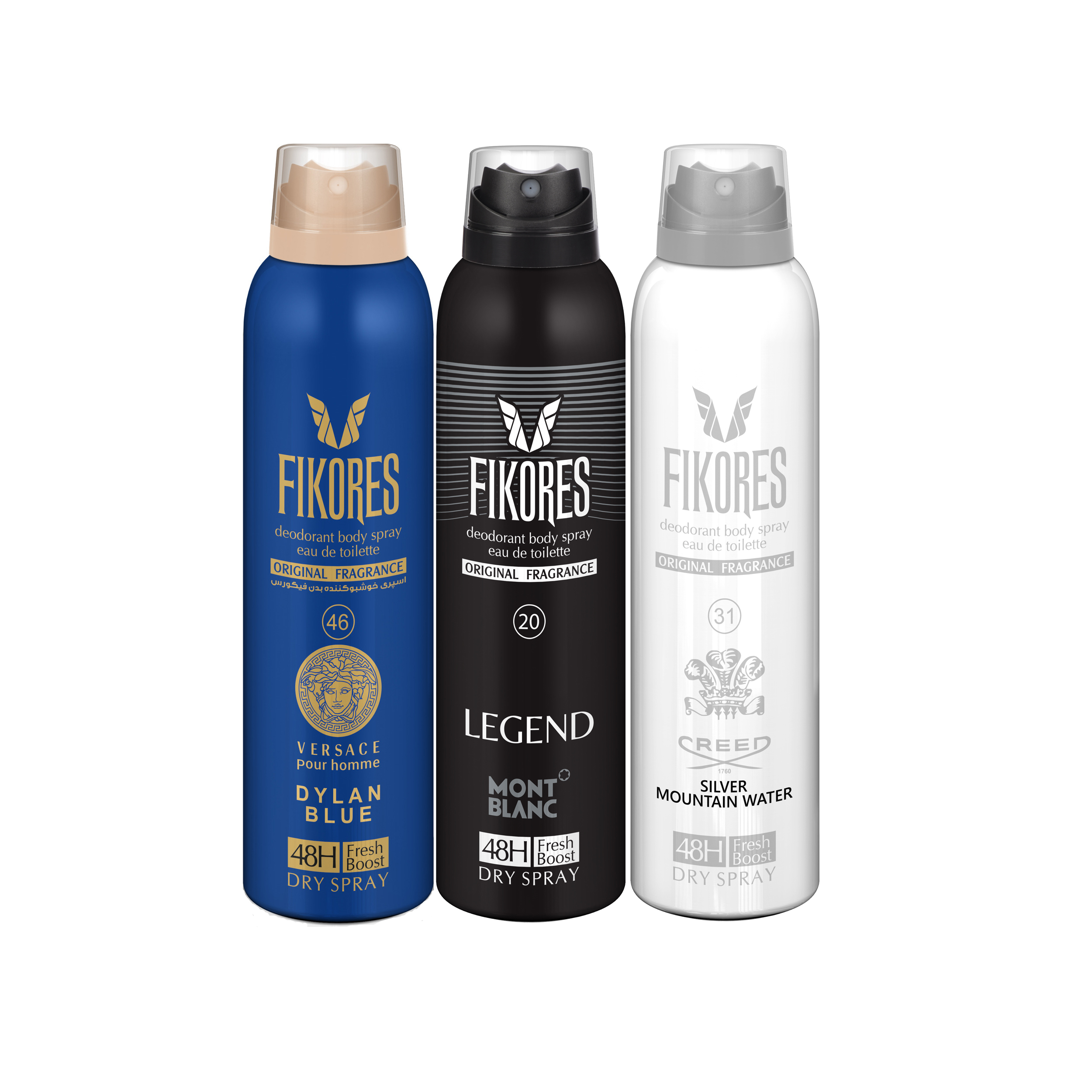 اسپری خوشبو کننده بدن مردانه فیکورس مدل 6314 حجم 200 میلی لیتر مجموعه 3 عددی