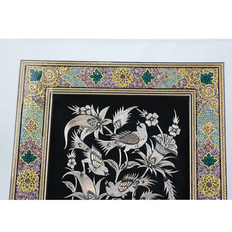 تابلو قلمزنی مدل گل و مرغ کد 301