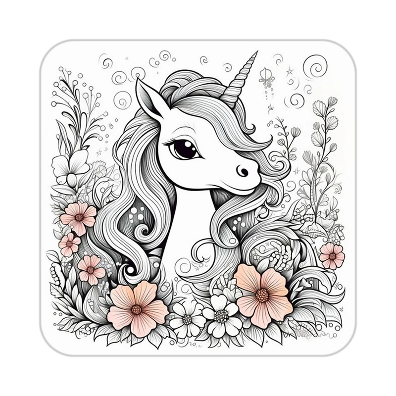 زیر لیوانی کاکتی طرح اسب تک شاخ و یونیکورن مدل mp30334