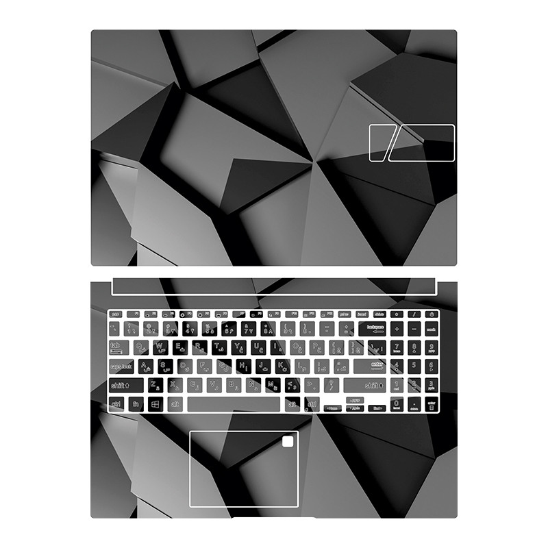استیکر لپ تاپ توییجین و موییجین مدل هندسی 21 مناسب برای لپ تاپ ایسوس Vivobook 15 X 1504V به همراه برچسب حروف فارسی کیبورد