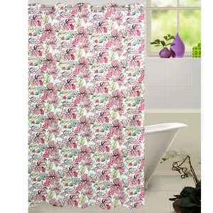 پرده حمام طراحان دیبا مدل Pink Flo سایز 150 × 180 سانتی متر