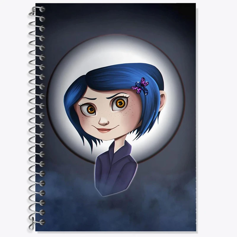 دفتر زبان 50 برگ خندالو مدل سه خط طرح کورالاین Coraline کد 20777