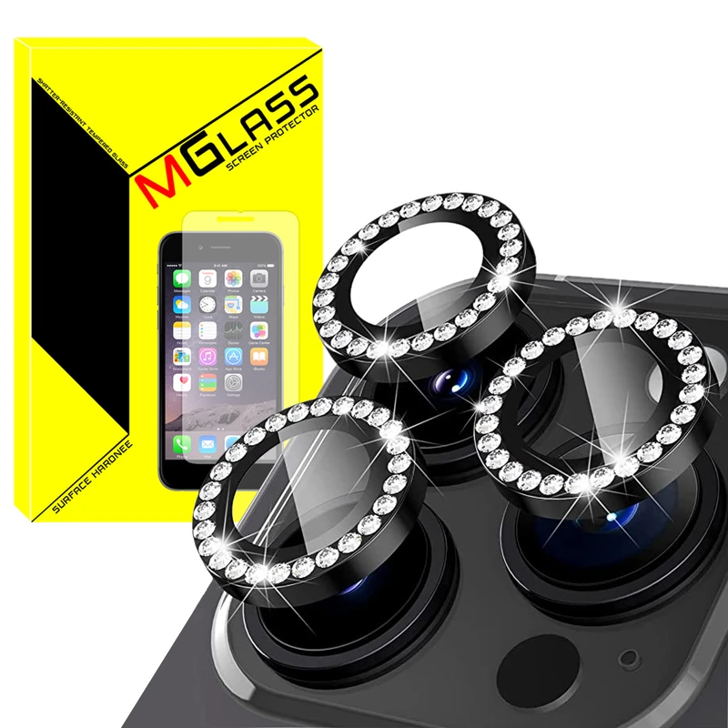 محافظ لنز دوربین ام‌گلس مدل Metal Diamond مناسب برای گوشی موبایل اپل Iphone 12 Pro