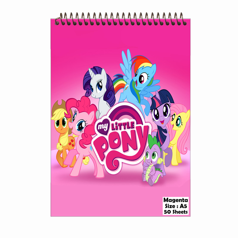 دفتر نقاشی 50 برگ مجنتا طرح پونی کد 0046