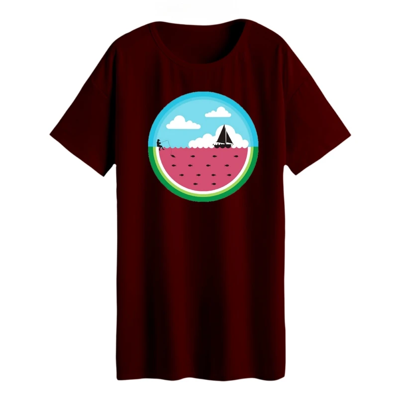 تی شرت لانگ زنانه مدل هندوانه یلدایی کد 04 