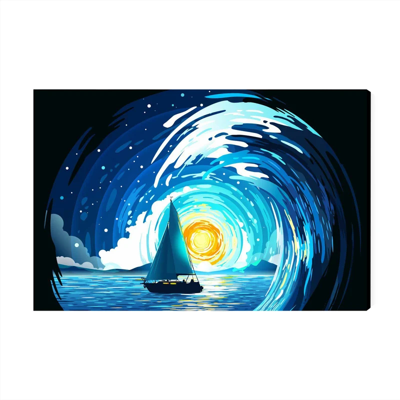 تابلو شاسی عرش مدل فانتزی نقاشی قایق و ماه کد As1778